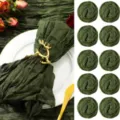 Dark green cheesecloth table runner and napkins set bohemian gauze wedding party home decor - No. 1 Army Green