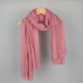 Pink Solid Color Crinkle Cotton Linen Scarf Casual Daily Sunscreen Hijab Variant - Pink