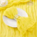Yellow gauze pleated cloth napkin with silver multi-ring for wedding home party decor. - No. 30 Golden Yellow