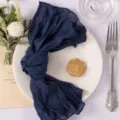Dark blue crinkle gauze napkin bohemian table cloth for wedding party home decorative dining setup - No. 32 Navy Blue