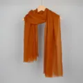 Solid color orange cotton linen scarf, lightweight breathable bubble gauze scarf variant. - Orange Brown