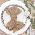 Solid color voile pleated fabric napkin for wedding party home table decor bohemian style chic. - No. 62 Dark Camel