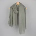 Solid color cotton linen scarf women head wrap simple crinkle sun protection shawl gauze hijab - Grey Green