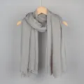 Solid color cotton linen crinkle scarf grey women lightweight summer sun protection wrap - Gray