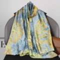 Elegant women's long silk scarf spring fashion lightweight floral printed elegant shawl wrap - Style 14