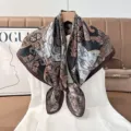 Vintage paisley velvet square scarf for women, elegant fashion print neckerchief for travel. - Color 22