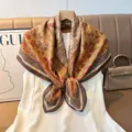 Retro floral square silk scarf vintage velvet womens fashion neckerchief 90x90cm - Color 25