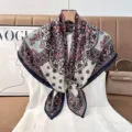 Women vintage paisley square scarf, elegant floral print fashion accessory for travel daily. - Color 28