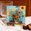 Van Gogh Sonnenblumen Acryl magnetischer Kühlschrankaufkleber Retro Kunst Ölmalerei Heimdekoration. - Romantische Sonnenblume
