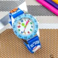 Kids sports cartoon watch featuring blue silicone strap and colorful numbers for boys daily wear. - Light Blue