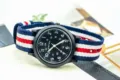 Kids nylon strap military watch with black dial and clear numbers for daily outdoor use. - Thin Red