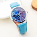 Children cute butterfly quartz watch with blue leather strap for kids school daily gift - Butterfly Blue