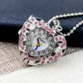 Leuke meisjes strass hart zakhorloge ketting kinderen mode kristal hanger klok sieraden cadeau - Hol Hart