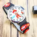 Kids cartoon firefighter quartz watch with luminous hands, cute fire truck strap for boys and girls. - Pump Style - Black