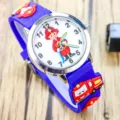 Kids cartoon quartz watch, purple silicone strap with firefighter theme design, clear dial. - Handheld Tube Style - Dark Blue