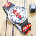 Montre à quartz de pompier de dessin animé pour enfants avec bracelet en silicone et aiguilles. - Style lance d'incendie - Noir