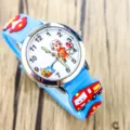 Montre quartz enfant dessin animé pompier, bracelet silicone bleu, aiguilles lumineuses. - Style extinction d'incendie - Bleu clair