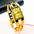 Reloj de cuarzo con brazalete rectangular dorado para mujer, elegante diseño de metal. - Todo Oro