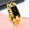 Reloj de cuarzo oro moda mujer elegante pulsera rectangular para uso diario formal - Negro Dorado