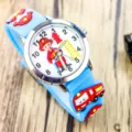 Montre quartz pompier pour enfants avec bracelet en silicone bleu et cadran de dessin animé. - Style borne d'incendie - Bleu clair