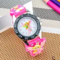 Kids 3D Cartoon Flower Fairy Watch Pink Silicone Strap Cute Electronic Watch for Girls - Black