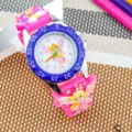 Kids 3D cartoon fairy watch with pink silicone strap and cute princess dial design. - Dark Blue