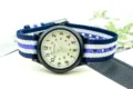 Montre bracelet en nylon lumineuse enfant étudiant 24 heures militaire quartz avec bracelet - Violet fin