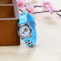 Details of children silicone quartz watch with cute 3D soccer and whistle pattern design. - Light Blue