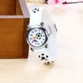 Orologio quarzo silicone calcio 3D bambino, simpatico orologio polso per studenti. - Bianco