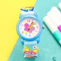 3D cute butterfly kids watch cartoon quartz wristwatch for girls gift beautiful colorful timepiece - Blue