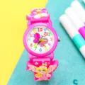 Cute 3D Butterfly Kids Quartz Watch Pink Princess Wristwatch for Little Girls Birthday Gift - Rose Red