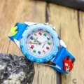 Kids quartz watch with cute racing car strap, colorful numbers dial and clear pointer display. - Light Blue