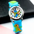 Orologio in silicone con dinosauro cartone animato 3D per bambini regalo studente design - Ciano