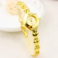Gold tone women quartz watch with lovely heart link bracelet strap for daily chic wear. - Classic Style - All Gold