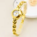 Women quartz watch Korean fashion heart link bracelet gold small delicate elegant wristwatch - Classic Style - Gold & White
