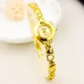 Elegant gold-tone heart link bracelet watch for women, stylish quartz wristwatch jewelry. - Hollow Style - All Gold - 3-Number Face