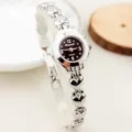 Montre Quartz Femme Élégante Chaîne Cœur Bracelet Petit Creux Argenté Tendance Mode Bijou - Style classique - Argent et noir