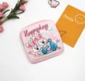 Cute cartoon sanitary napkin storage pouch portable pink makeup bag for women and girls daily use - Pink Rabbit