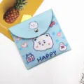 Cute puppy coin purse and storage bag, sweet blue PU material with secure snap closure. - Blue
