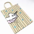 Canvas A4 document storage bag with cute unicorn print, portable handbag for office and school. - Unicorn / Beige