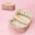 Große PU Leder geflochtene Kosmetiktasche multifunktionale Make-up Organizer für Damen - Rosenrosa
