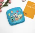 Cute cartoon cat print square storage pouch portable sanitary napkin bag cute coin purse for girls. - Balloon Grey Cat