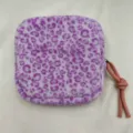Plush leopard cosmetic bag, purple fuzzy sanitary napkin pouch with pink zipper pull, cute. - Purple