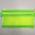 Dual Layer Mesh Pencil Pouch Neon Green Transparent Storage Bag for School and Office Stationery - Green