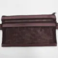 Brown double layer mesh pencil pouch zipper stationery cosmetic organizer bag simple style - Coffee