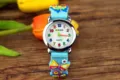 Orologio al quarzo colorato per bambini con cinturino in silicone con farfalla 3D. - Ciano