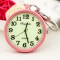 Pink quartz keychain clock with luminous large numbers for students and daily use - Pink