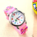 Kids pink quartz watch with cute butterfly strap and colorful numbers for girls daily wear. - Butterfly Strap - Pink Silver