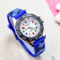 Kids 3D Camouflage Quartz Watch with Colorful Numbers and Luminous Hands for Boys - Camouflage Blue