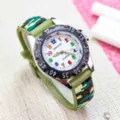 Kids camouflage quartz watch with colorful numbers and silicone strap for boys outdoor wear. - Camouflage Yellow